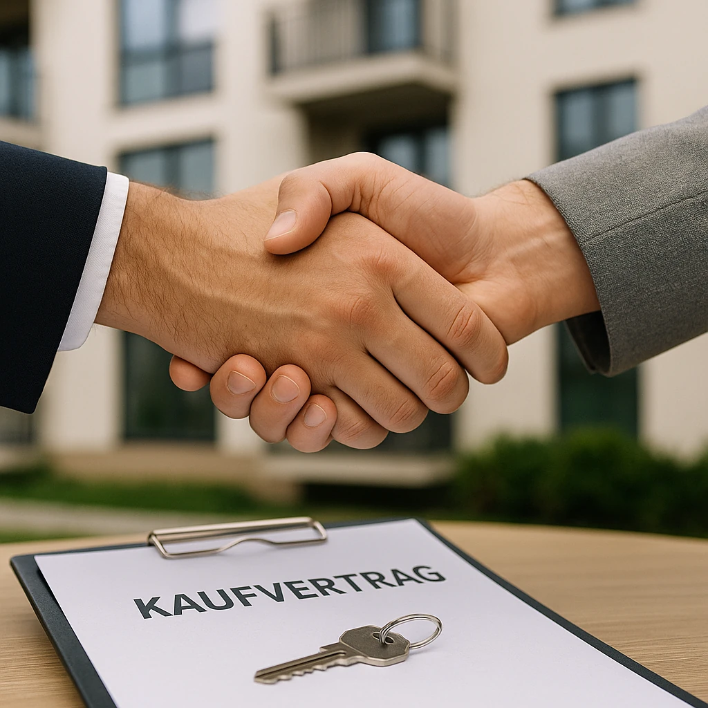 Händedruck vor Kaufvertrag mit Schlüssel – erfolgreicher Immobilienverkauf mit Lick & Partner Immobilien